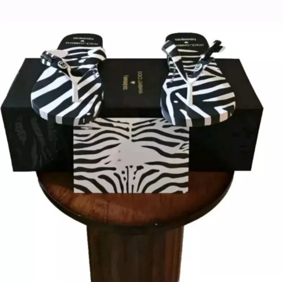 Dolce & Gabbana Shoes - Dolce & Gabbana Havaianas Zebra Print Flip Flops Size 6W/5M Limited Edition 2024